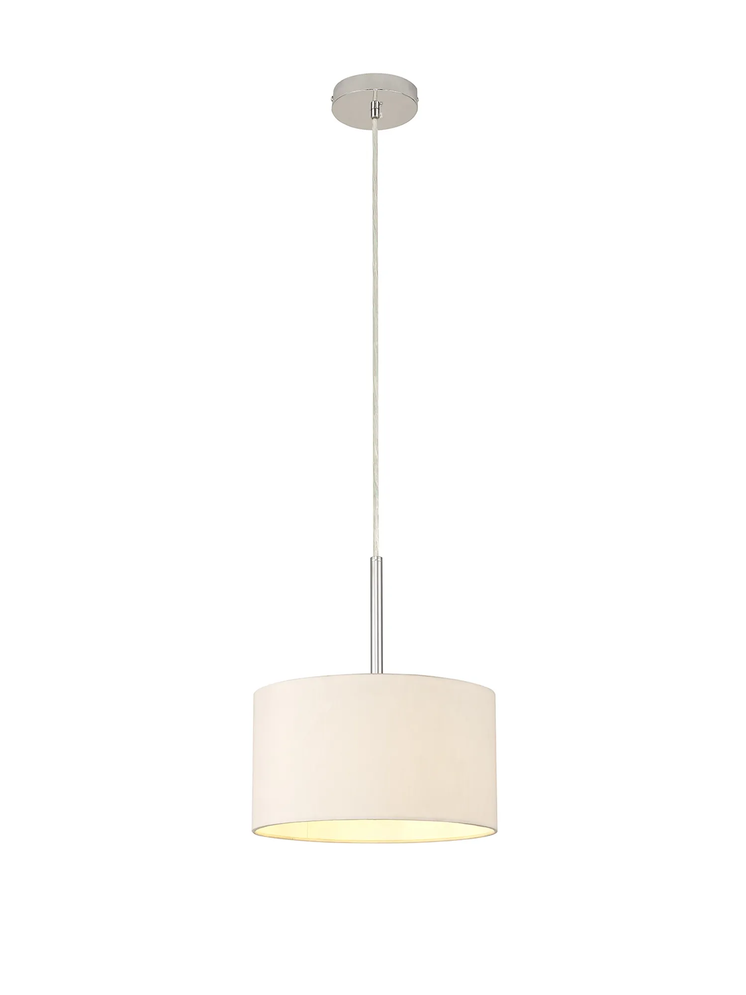 Baymont 30cm Pendant 1 Light Polished Chrome, Nude Beige/Moonlight DK0120  Deco Baymont CH NU